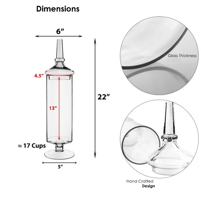Vase Market Glass Apothecary Jar H-22" D-5" Candy Buffet Canister 2 Vase Market Glass Apothecary Jar H-22" D-5" Candy Buffet Canister - Image 2