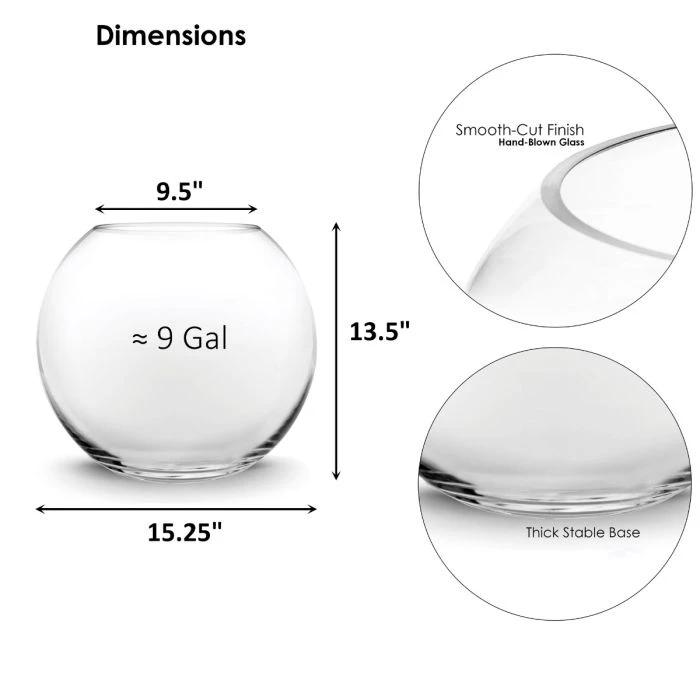 Vase Market Glass Bubble Bowl H-12" Body D-16" Large Fish Bowl (Multiple Packing) 2 Vase Market Glass Bubble Bowl H-12" Body D-16" Large Fish Bowl (Multiple Packing) - Image 2