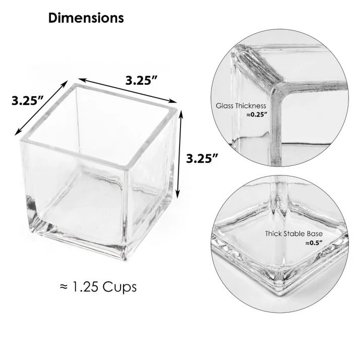 Vase Market Glass Cube Vase H-3.15" Votive Candle Holder (Multiple Packing) 2 Vase Market Glass Cube Vase H-3.15" Votive Candle Holder (Multiple Packing) - Image 2