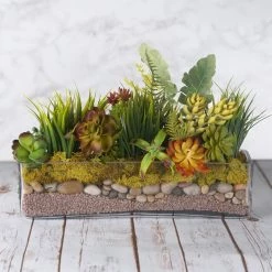 Vase Market Glass Rectangle Vase H-4" Open-16"x 4" (Multiple Packing) -vasemark Shop gcb169l plant 1000