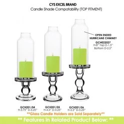 Vase Market Glass Hurricane Chimney H-8" D-1.5" Lamp Shade Open Ended Cover, Pack Of 24 Pcs -vasemark Shop gch022027 to gch201