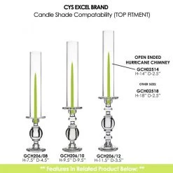 Vase Market Open End Hurricane H-14" D-2.5" Candle Lamp Shade Cover (Multiple Packing) -vasemark Shop gch02514 gch206 combo