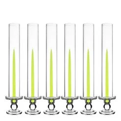 Vase Market Glass Candle Holder H-3.75" With 18" Candle Chimney Sleeves, Pack Of 12 Sets (24 Pcs)