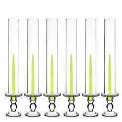 Vase Market Glass Candle Holder H-4.5" With 18" Candle Chimney Sleeves, Pack Of 12 Sets (24 Pcs)