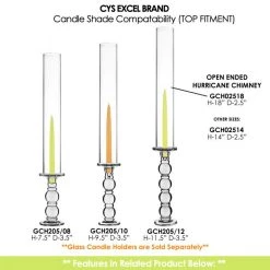 Vase Market Open End Hurricane H-18" D-2.5" Candle Lamp Shade Cover (Multiple Packing) -vasemark Shop gch02518 gch205