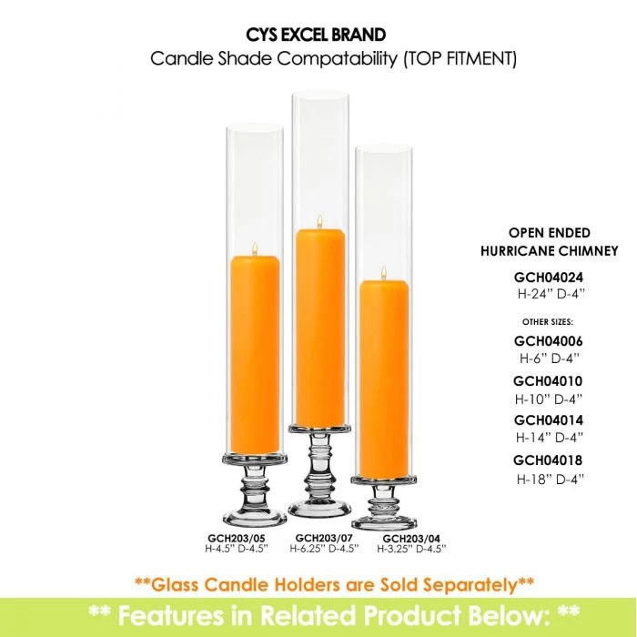 Vase Market Hurricanes Candle Shade H-24" D-4" Chimney Tubes Cover (Multiple Packing) 3 Vase Market Hurricanes Candle Shade H-24" D-4" Chimney Tubes Cover (Multiple Packing) - Image 3