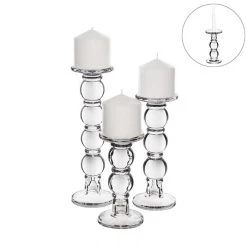 Vase Market Bubble Glass Candlesticks, Pillar & Taper Candle Holders, Set Of 3 -vasemark Shop gch205 12s3 main 02 2 1