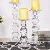 Vase Market Bubble Glass Candlesticks, Pillar & Taper Candle Holders, Set Of 3