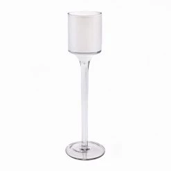 Vase Market Stemmed White Candle Holder H-9" D-2" (Multiple Packing) -vasemark Shop gch332wt 01