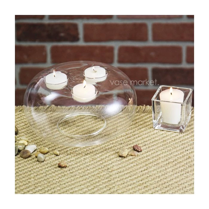 Vase Market Flat Sphere Reversible Tealight Candles Holder Vase H-4.5" D-7.5" 3 Vase Market Flat Sphere Reversible Tealight Candles Holder Vase H-4.5" D-7.5" - Image 3