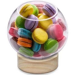 Vase Market Slant Cut Bubble H-8.5" D-4.5" Terrarium Bowls With Wood Base (Multiple Packing) -vasemark Shop gcu22007 candybuffet