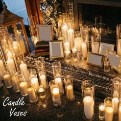 Vase Market Glass Cylinder Vase. H-20", D-4" Wedding Centerpieces (Multiple Packing) -vasemark Shop gcy010 20 d cndl