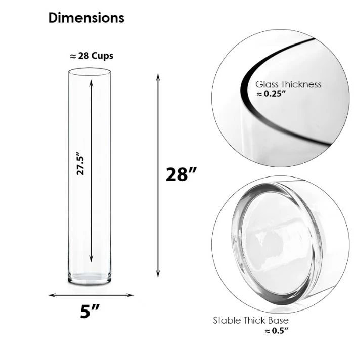 Vase Market Glass Cylinder Vase. H-28", D-5" Wedding Centerpiece (Multiple Packing) 2 Vase Market Glass Cylinder Vase. H-28", D-5" Wedding Centerpiece (Multiple Packing) - Image 2