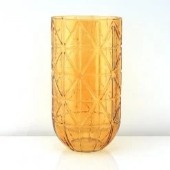 Vase Market Geometric Amber 10.5" Cylinder Glass Vase, Pack Of 2