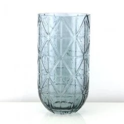 Vase Market Geometric Smoke 10.5" Cylinder Glass Vase
