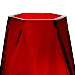 Vase Market Geometric Red Glass Vase Candle Holder. H-8" (Multiple Packing) -vasemark Shop geometric glass vases red ggv105 08r 1