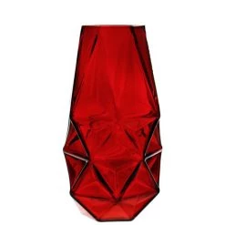 Vase Market Geometric Red Glass Vase Candle Holder. H-8" (Multiple Packing)