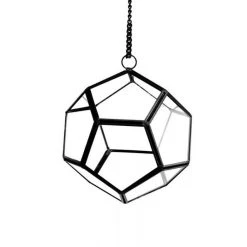 Vase Market Hanging Geometric Terrarium H-6" D-6" Metal Frame W/ Chain