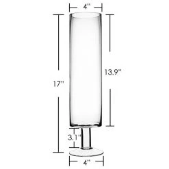 Vase Market Set Of 2 Short Stem Glass Candle Holder H-14"/17" Open-4" (Multiple Packing) -vasemark Shop gfc101 17 details 06 1 2