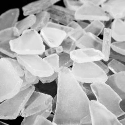 Vase Market 20 Lbs Sea Glass Flat Vase Filler Frosted Clear 0.25" - 2.8" (Multiple Packing) -vasemark Shop ggm007 closeup 2000