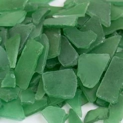 Vase Market 20 Lbs Sea Glass Flat Vase Filler Frosted Dark Green 0.25" - 2.8" (Multiple Packing) -vasemark Shop ggm007dg closeup 2000