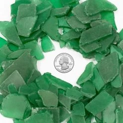 Vase Market 20 Lbs Sea Glass Flat Vase Filler Frosted Dark Green 0.25" - 2.8" (Multiple Packing) -vasemark Shop ggm007dg coin