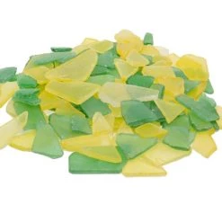 Vase Market 20 Lbs Sea Glass Flat Vase Filler Frosted Dark Green Yellow Mix 0.25" - 2.8" (Multiple Packing)