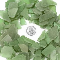 Vase Market 20 Lbs Sea Glass Flat Vase Filler Frosted Green 0.25" - 2.8" (Multiple Packing) -vasemark Shop ggm007g coin