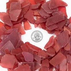 Vase Market 20 Lbs Sea Glass Flat Vase Filler Frosted Red 0.25" - 2.8" -vasemark Shop ggm007r coin
