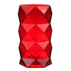 Vase Market Geometric Red H-7.5" Glass Vase Candle Holder (Multiple Packing)