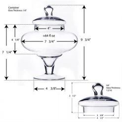 Vase Market Glass Apothecary Jar Set Of 3. H-16.5", 14.75", 10" -vasemark Shop glass apothecary candy buffet jars gaj108 10.dim .800 1