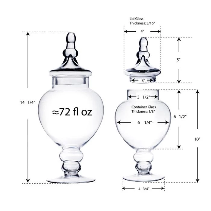 Vase Market Glass Apothecary Candy Buffet Jar Set Of 3. H-10",14.75",22" 4 Vase Market Glass Apothecary Candy Buffet Jar Set Of 3. H-10",14.75",22" - Image 4