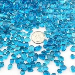Vase Market 18 Lbs Aquarium Gravel Light Blue Tumbled Glass Gem Stones, Available In 28 Lbs -vasemark Shop glass aquarium gravel beads ggm008lb 3 1