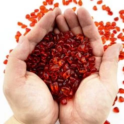 Vase Market 18 Lbs Aquarium Gravel Red Orange Tumbled Glass Gem Stones, Available In 28 Lbs -vasemark Shop glass aquarium gravel beads ggm008ro 5