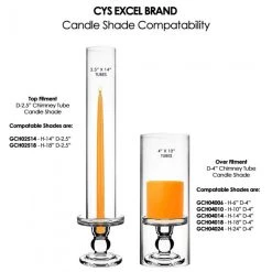 Vase Market Glass Candle Holder H-3.75" With Candle Chimney Sleeves, Pack Of 12 Sets (24 Pcs) -vasemark Shop glass candle holder chimney tubes gch201 04 guides 3