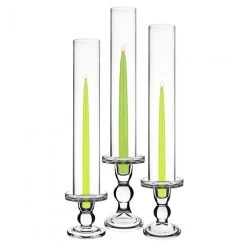 Vase Market Glass Candle Holder Set Of 3 H-3.75", 4.5", 5.5" With 14" X 2.5" Chimney Tubes, Pack Of 12 Sets (72 Pcs)