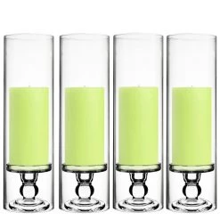 Vase Market Glass Candle Holder H-3.75" With Candle Chimney Sleeves, Pack Of 12 Sets (24 Pcs)