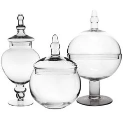 Vase Market Glass Apothecary Jars Large Set Of 3, H-16", 12.5", 10" Candy Buffet Canister