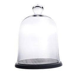 Vase Market Glass Cloche H-16.75" Dome Terrarium Ball Jar W/ Black Wood Base -vasemark Shop glass cloche dome bell gcl101 16wb.2.800