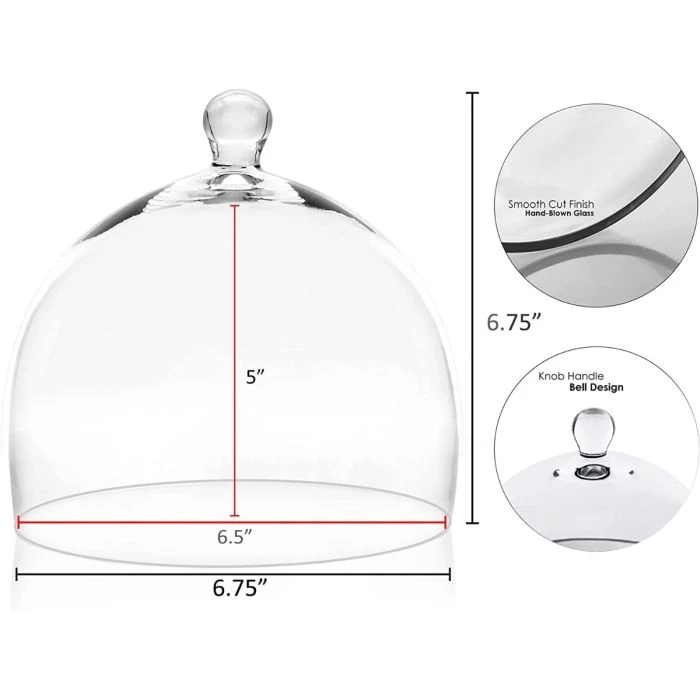 Vase Market Glass Cloche Bell H-6.75", W-6.75" Terrarium Dome, Pack Of 4 Pcs 2 Vase Market Glass Cloche Bell H-6.75", W-6.75" Terrarium Dome, Pack Of 4 Pcs - Image 2