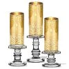 Vase Market Glass Candle Holder Set Of 3 H-3.25", 4.5", 6.25" With 10" X 4" Gold Flecked Chimney Tubes, Pack Of 4 Sets (24 Pcs)