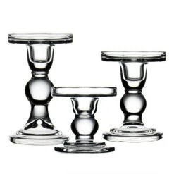 Vase Market Glass Pillar Taper Candle Holder Set Of 3, H-3.75", 4.5", 5.5" D-3.25" (Multiple Packing) -vasemark Shop glass pillar candle holders gch201 set 1