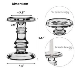 Vase Market Glass Pillar Candle Holder H-6.25" With 10" X 4" Gold Flecked Chimney Tubes, Pack Of 6 Sets & 12 Sets -vasemark Shop glass pillar candle holders gch203 07 dim 4