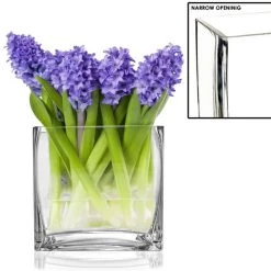 Vase Market Glass Slim Rectangle Vase H-8" Open-8"x 2.4" (Multiple Packing)