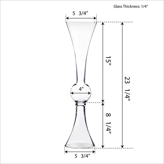 Vase Market Glass Trumpet Vase H-24" D-6" Reversible Clarinet Centerpiece (Multiple Packing) 2 Vase Market Glass Trumpet Vase H-24" D-6" Reversible Clarinet Centerpiece (Multiple Packing) - Image 2