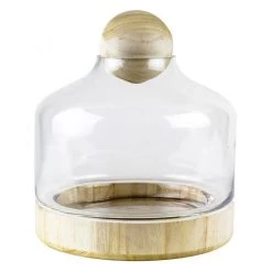 Vase Market Glass Dome W/ Wood Base & Stopper H-11.5" Body D-8.75" (Multiple Packing) -vasemark Shop glass terrarium vases gcu205