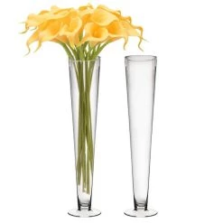 Vase Market Glass Trumpet Vase H-24" D-4.5" Wedding Centerpiece (Multiple Packing)