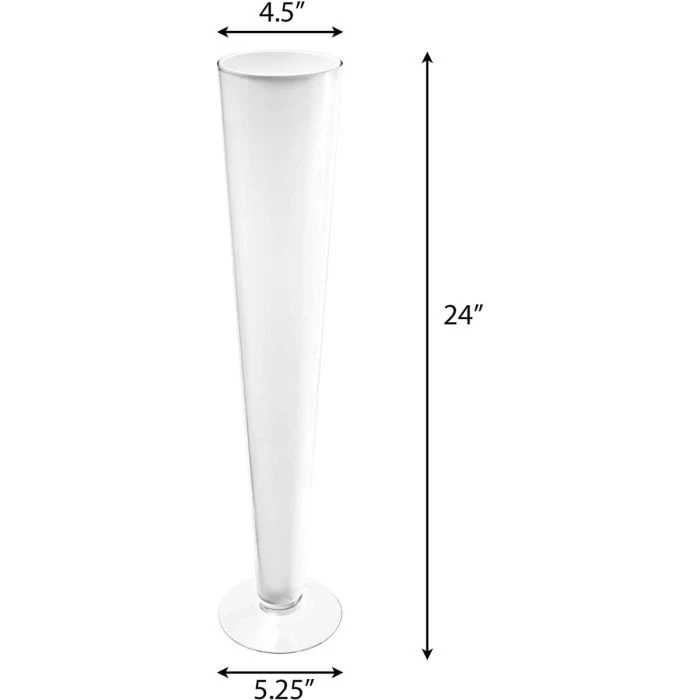 Vase Market Glass Trumpet Vase White H-24" Event Centerpiece (Multiple Packing) 2 Vase Market Glass Trumpet Vase White H-24" Event Centerpiece (Multiple Packing) - Image 2