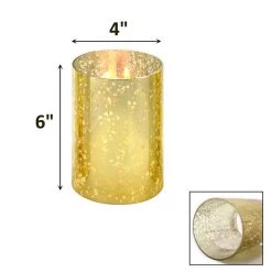 Vase Market Wood Rectangle Candle Holder Set With Glass Gold Chimney Candle Shade Tubes (L:18" W:6" H:6.25") -vasemark Shop gold chimney tube gch04006gd final4 1