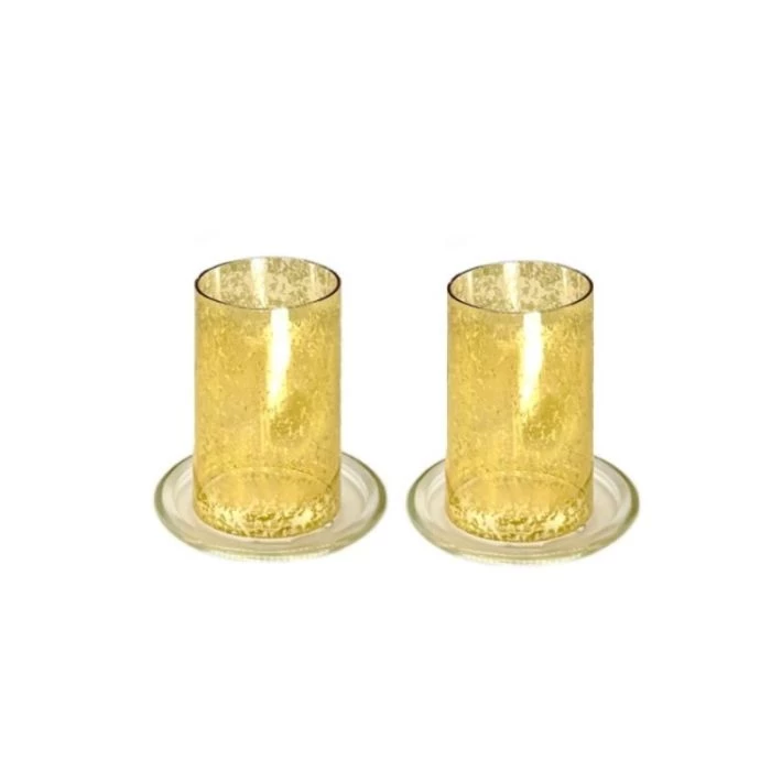 Vase Market Gold Hurricane Chimney H-6" D-3" With 4.75" Candle Dish (Multiple Packing) 1 Vase Market Gold Hurricane Chimney H-6" D-3" With 4.75" Candle Dish (Multiple Packing)